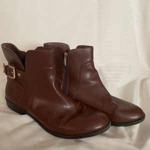 faux leather brown ankle boots